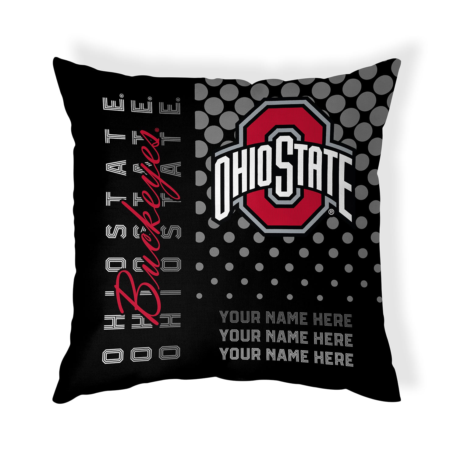 Pixsona Throw Pillows Ohio State Buckeyes Halftone Throw Pillow | Personalized | Custom