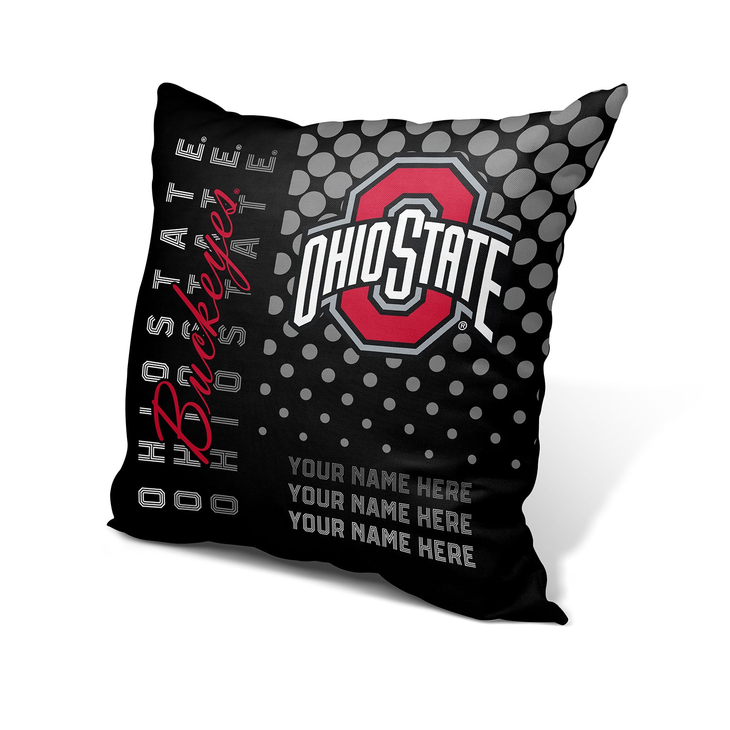 Pixsona Throw Pillows Ohio State Buckeyes Halftone Throw Pillow | Personalized | Custom