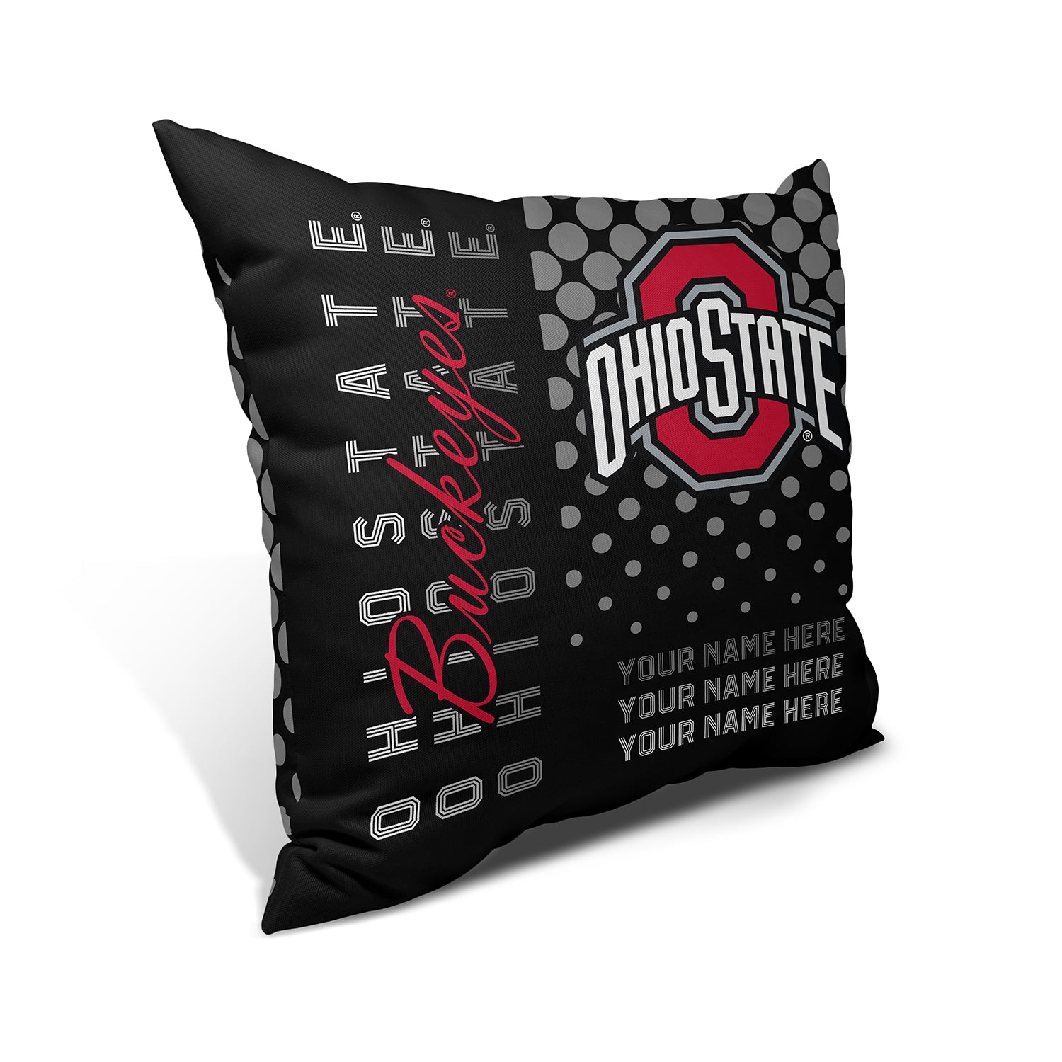 Pixsona Throw Pillows Ohio State Buckeyes Halftone Throw Pillow | Personalized | Custom