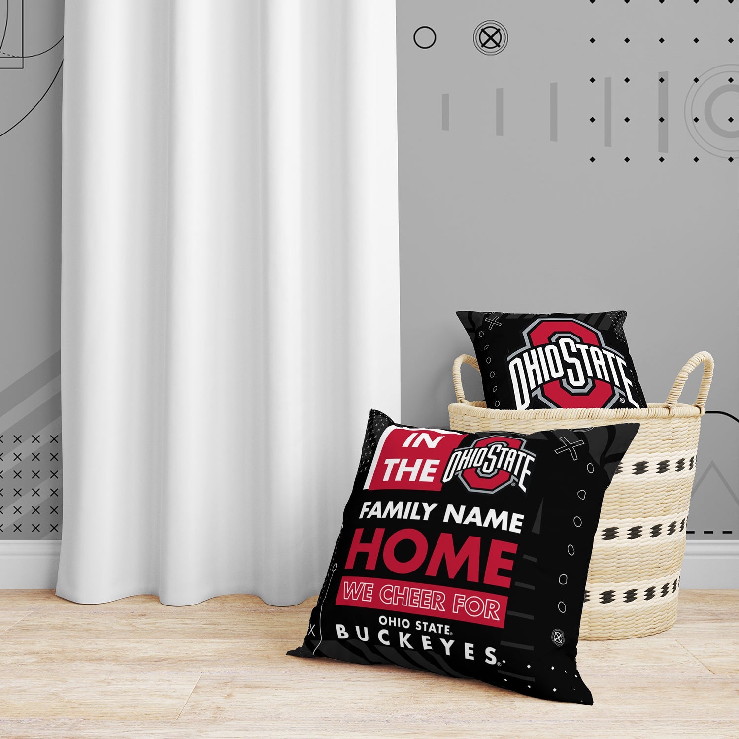 Pixsona Throw Pillows Ohio State Buckeyes Cheer Throw Pillow | Personalized | Custom