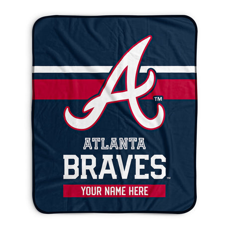 Pixsona Atlanta Braves Stripes Pixel Fleece Blanket | Personalized | Custom