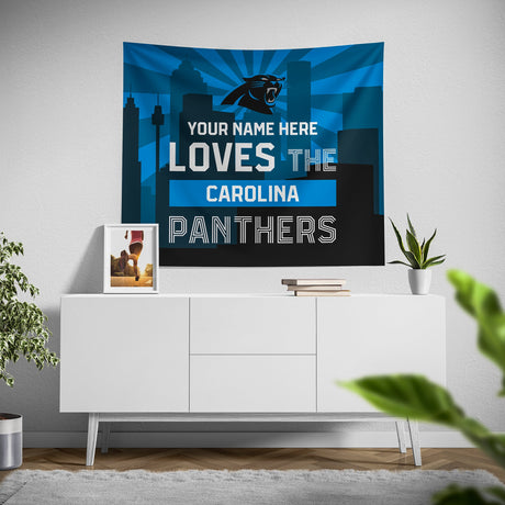 Pixsona Carolina Panthers Skyline Tapestry | Personalized | Custom