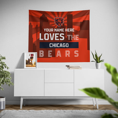 Pixsona Chicago Bears Skyline Tapestry | Personalized | Custom