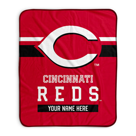 Pixsona Cincinnati Reds Stripes Pixel Fleece Blanket | Personalized | Custom