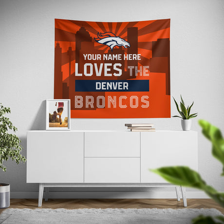 Pixsona Denver Broncos Skyline Tapestry | Personalized | Custom