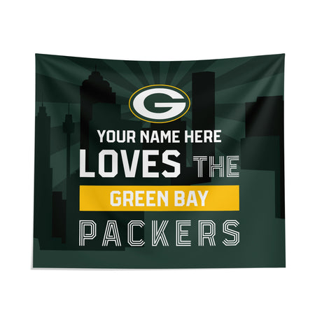Pixsona Green Bay Packers Skyline Tapestry | Personalized | Custom