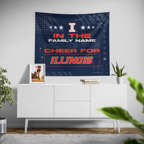 Pixsona Illinois Fighting Illini Cheer Tapestry | Personalized | Custom