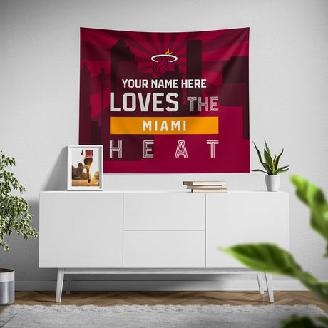Pixsona Miami Heat Skyline Tapestry | Personalized | Custom
