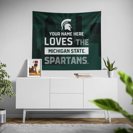 Pixsona Michigan State Spartans Skyline Tapestry | Personalized | Custom