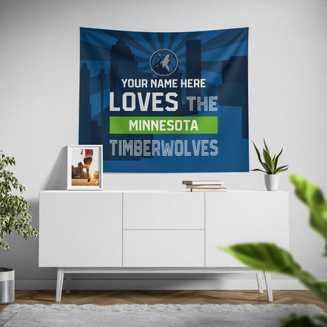 Pixsona Minnesota Timberwolves Skyline Tapestry | Personalized | Custom