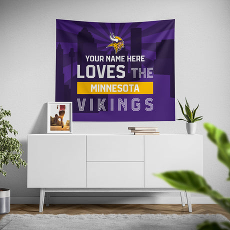Pixsona Minnesota Vikings Skyline Tapestry | Personalized | Custom