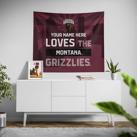 Pixsona Montana Grizzlies Skyline Tapestry | Personalized | Custom