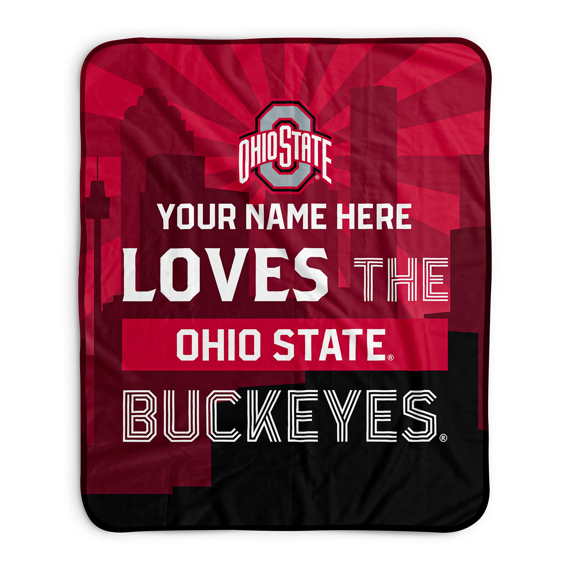 Pixsona Pixel Fleece Blankets Ohio State Buckeyes Skyline Pixel Fleece Blanket | Personalized | Custom