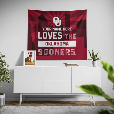Pixsona Oklahoma Sooners Skyline Tapestry | Personalized | Custom