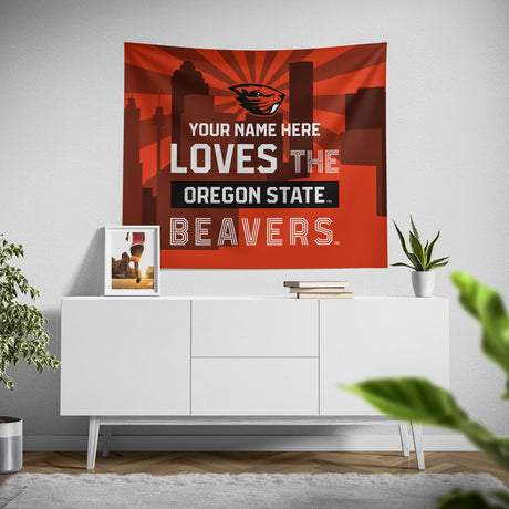 Pixsona Oregon State Beavers Skyline Tapestry | Personalized | Custom