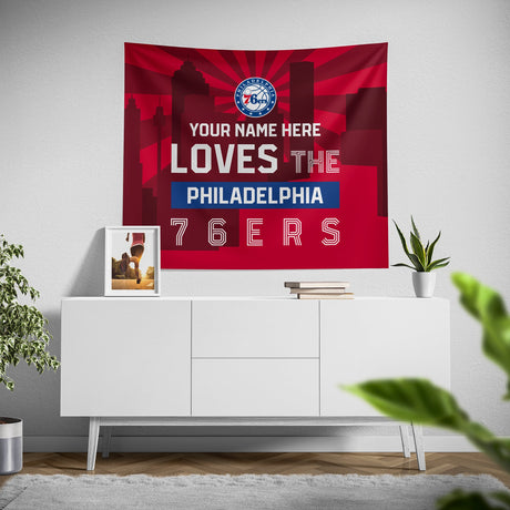 Pixsona Philadelphia 76ers Skyline Tapestry | Personalized | Custom