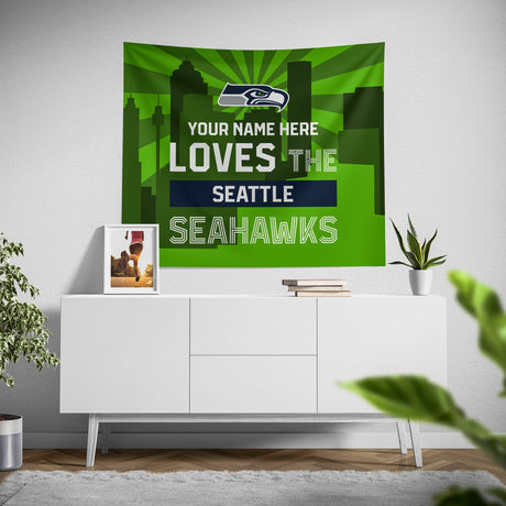 Pixsona Seattle Seahawks Skyline Tapestry | Personalized | Custom