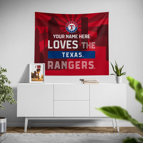 Pixsona Texas Rangers Skyline Tapestry | Personalized | Custom