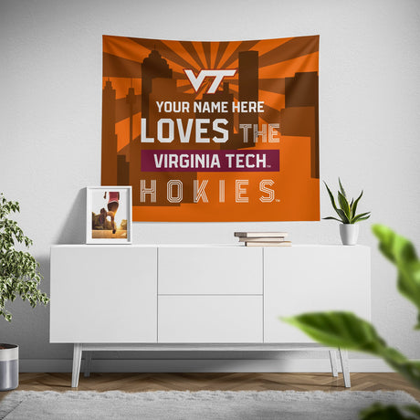 Pixsona Virginia Tech Hokies Skyline Tapestry | Personalized | Custom