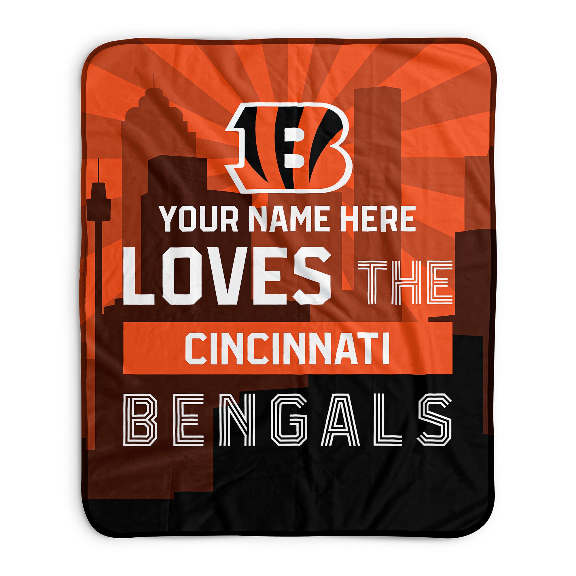 Pixsona Cincinnati Bengals Skyline Pixel Fleece Blanket | Personalized | Custom