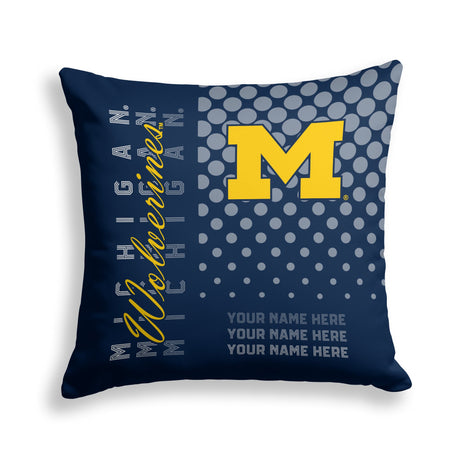 Pixsona Michigan Wolverines Halftone Throw Pillow | Personalized | Custom