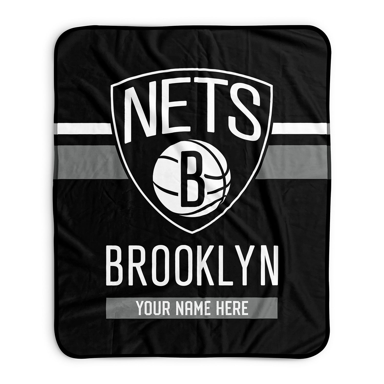 Pixsona Brooklyn Nets Stripes Pixel Fleece Blanket | Personalized | Custom
