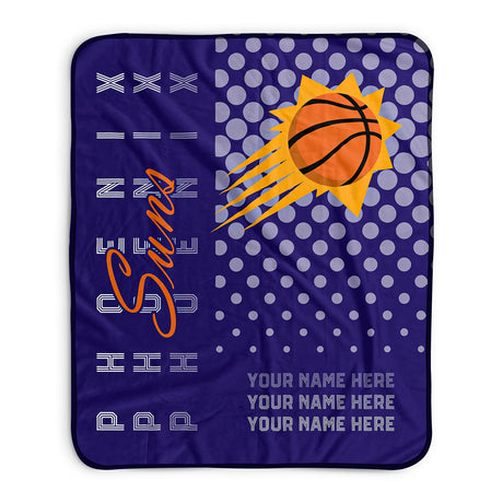 Pixsona Phoenix Suns Halftone Pixel Fleece Blanket | Personalized | Custom
