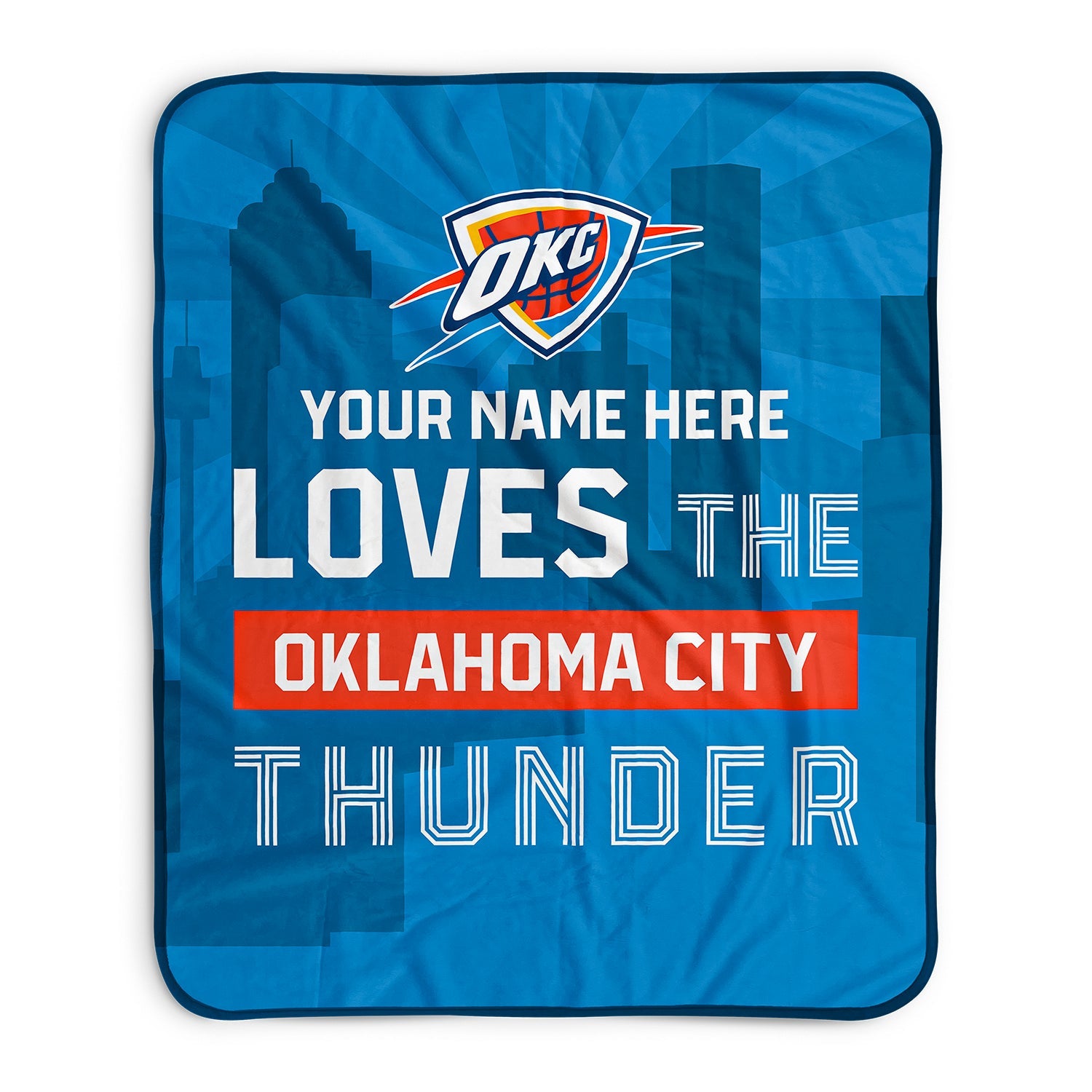 Pixsona Oklahoma City Thunder Skyline Pixel Fleece Blanket | Personalized | Custom