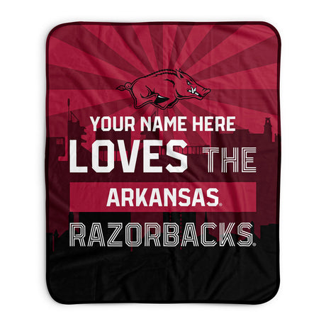 Pixsona Arkansas Razorbacks Skyline Pixel Fleece Blanket | Personalized | Custom