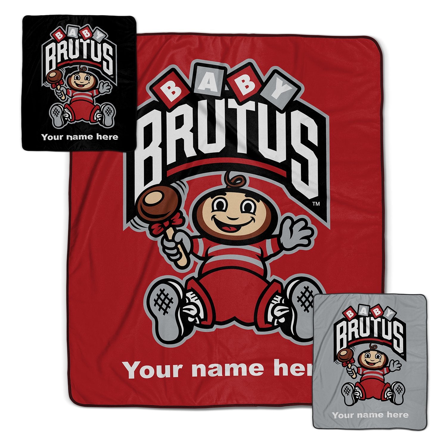Pixsona Pixel Fleece Licensed Ohio State Baby Brutus Pixel Fleece Blanket | Personalized | Custom