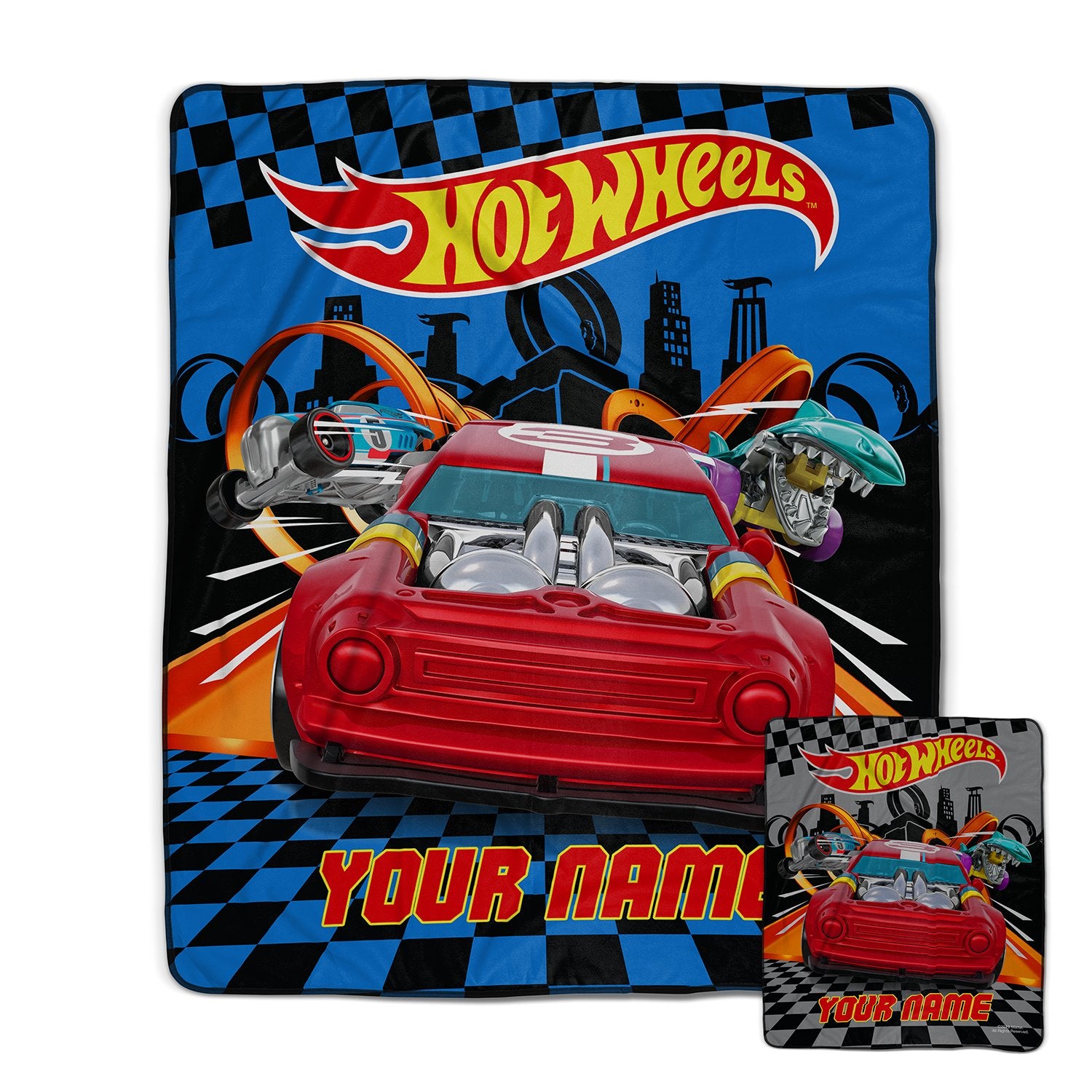 Pixsona Pixel Fleece Licensed Hot Wheels Hot Rod Pixel Fleece Blanket | Personalized | Custom
