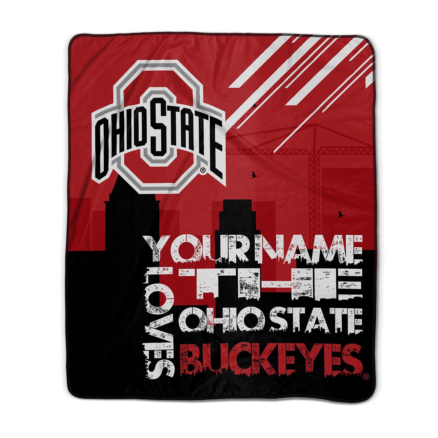 Pixsona Pixel Fleece Licensed The Ohio State Buckeyes Skyline Pixel Fleece Blanket | Personalized | Custom