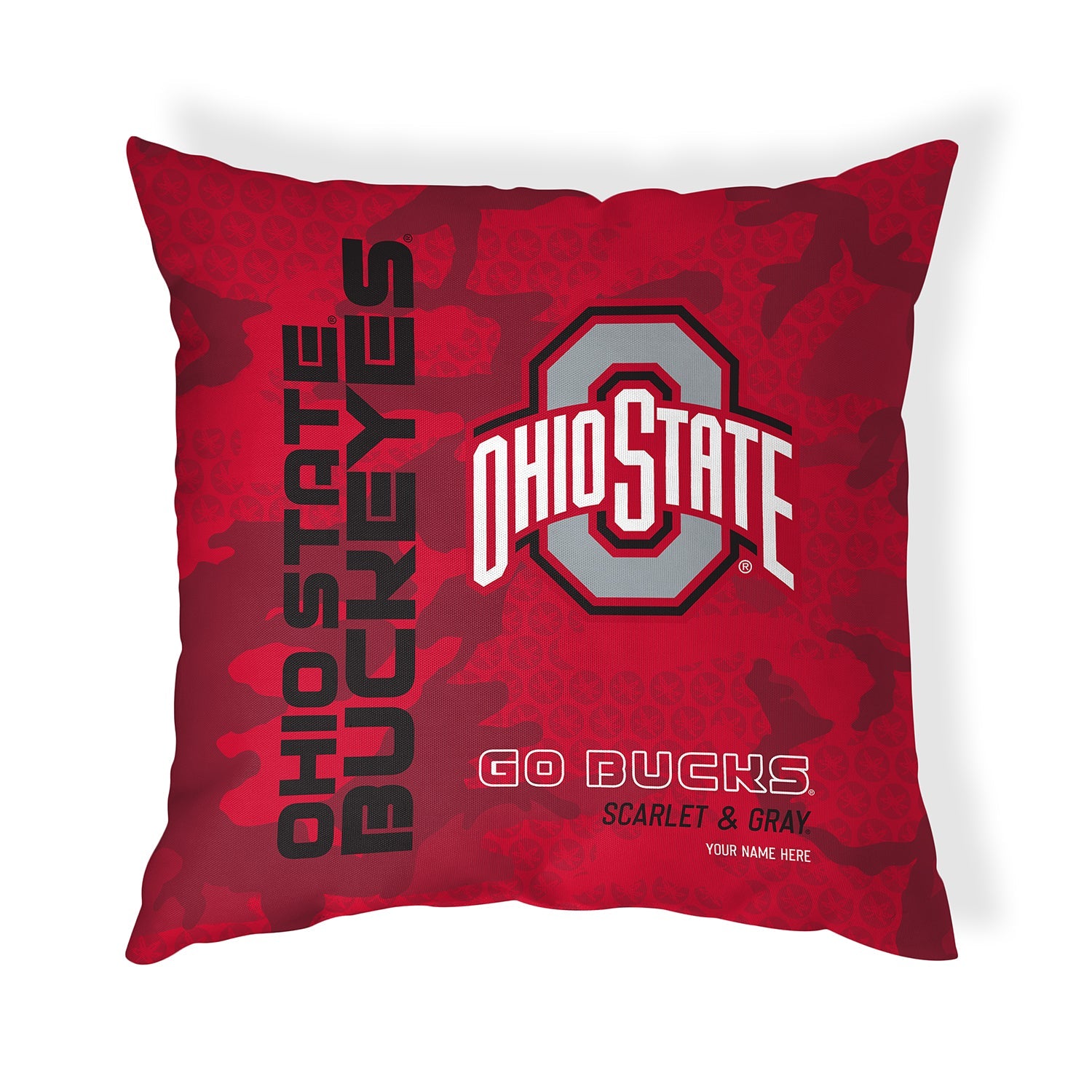 Pixsona Throw Pillows Licensed Ohio State Buckeyes Red Camo Throw Pillow | Personalized | Custom