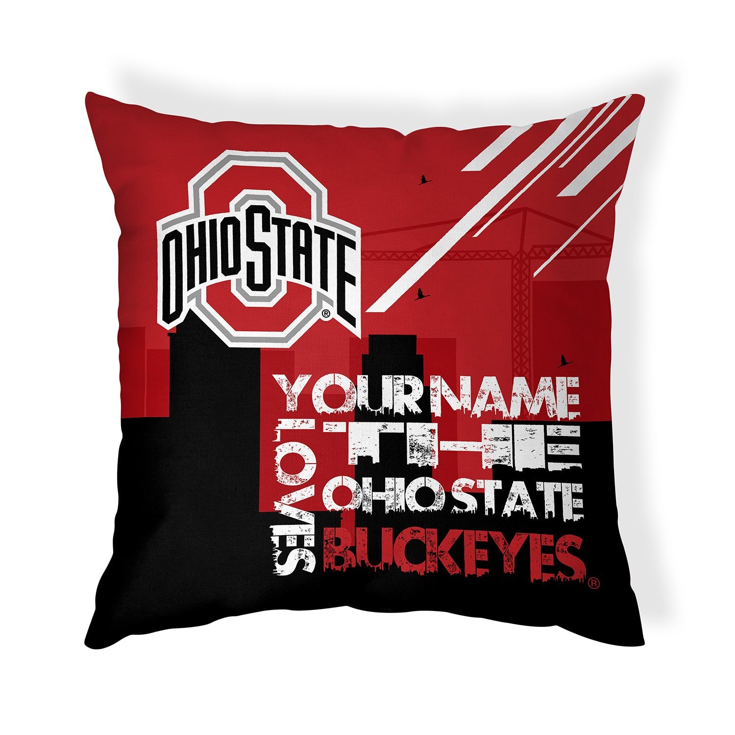 Pixsona Throw Pillows Licensed The Ohio State Buckeyes Skyline Throw Pillow | Personalized | Custom