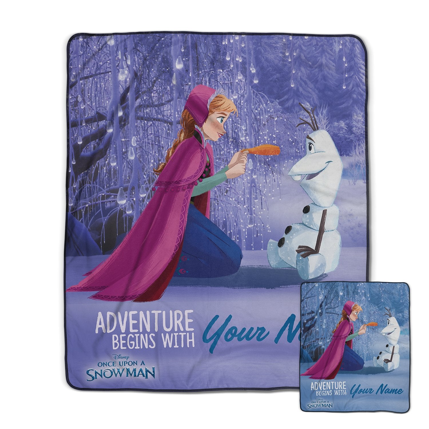 Pixsona Pixel Fleece Licensed Frozen Once Upon A Snowman Begins With You Pixel Fleece Blanket | Personalized | Custom