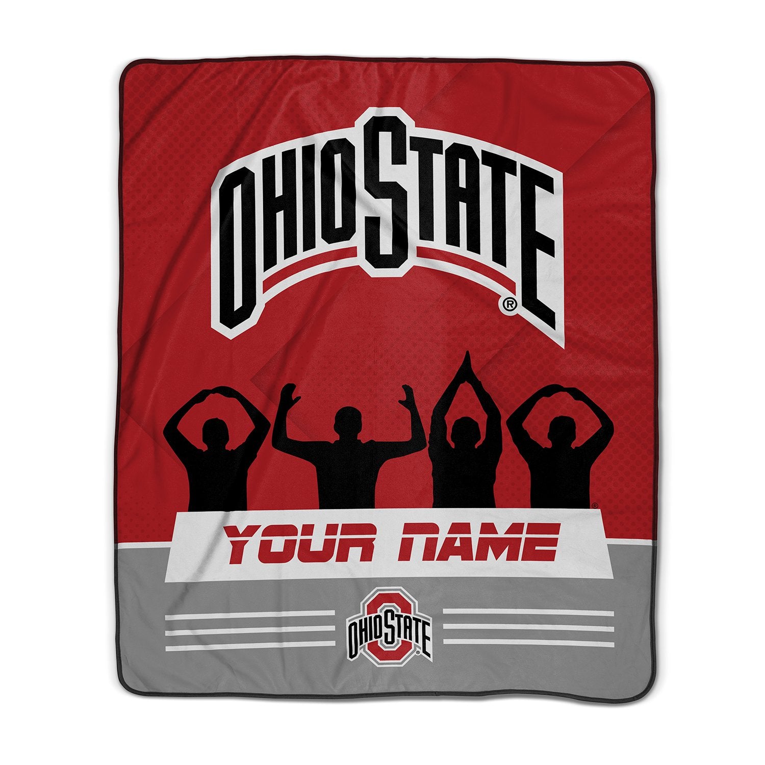 Pixsona Pixel Fleece Licensed Ohio State Buckeyes Silhouette Pixel Fleece Blanket | Personalized | Custom