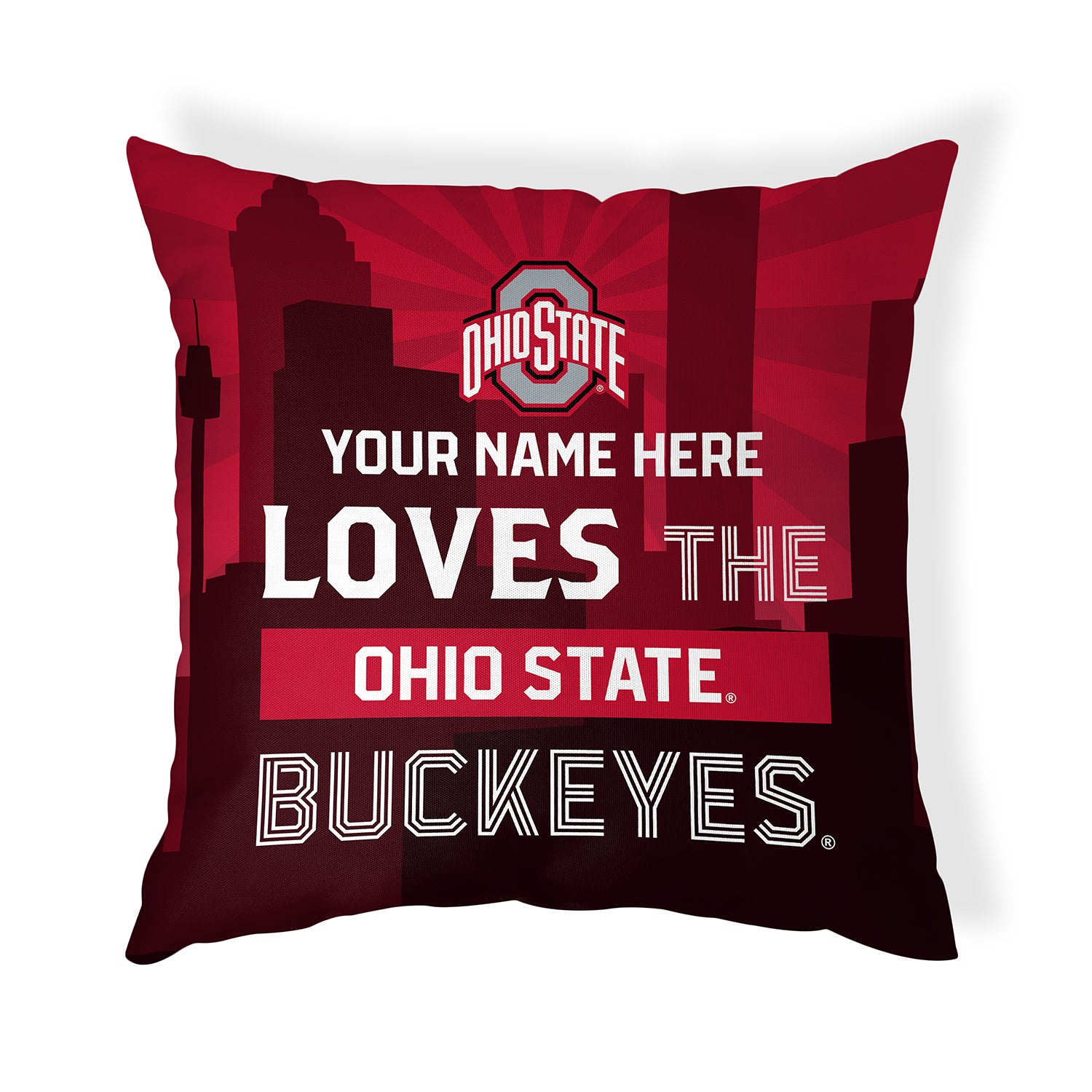 Pixsona Throw Pillows Licensed Ohio State Buckeyes Skyline Throw Pillow | Personalized | Custom