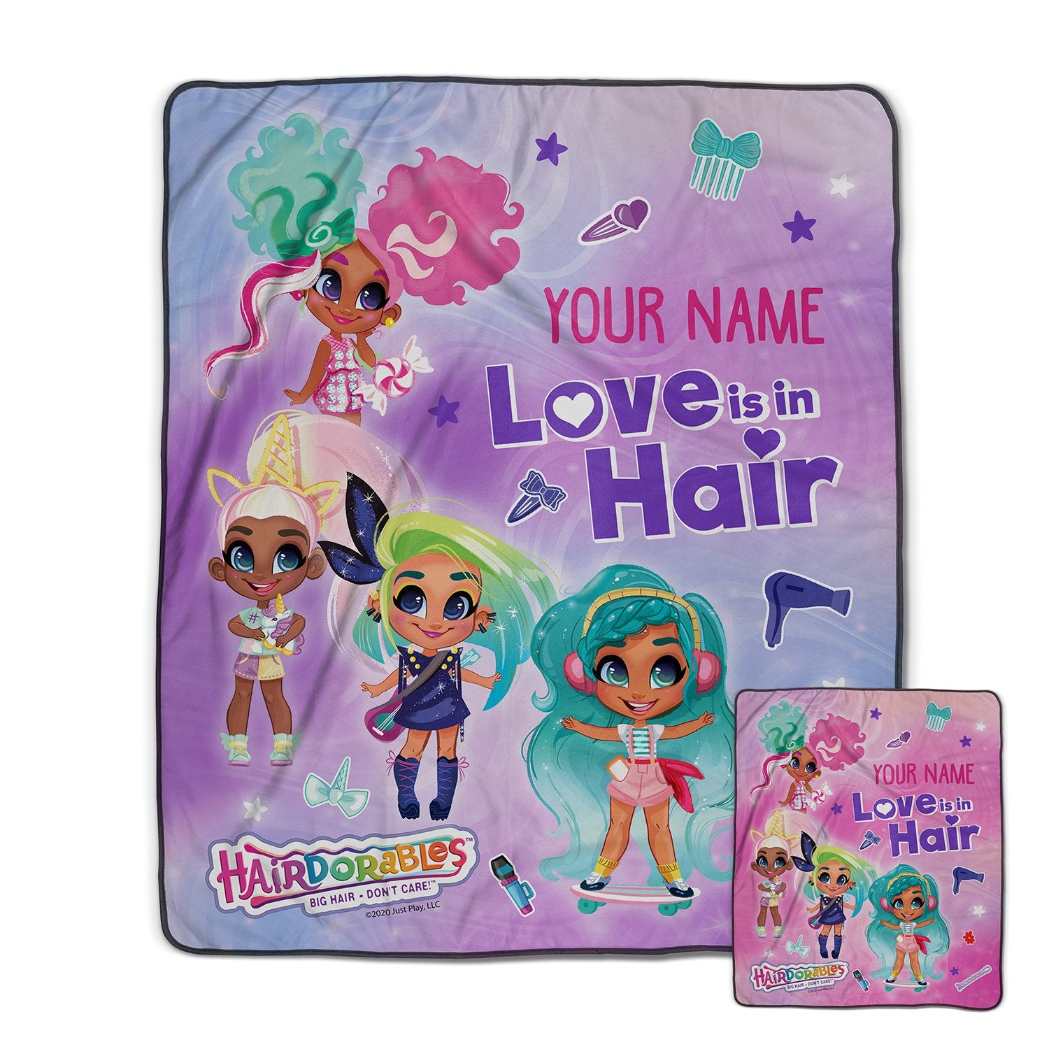 Pixsona Pixel Fleece Licensed Hairdorables Love Hair And BFFs Pixel Fleece Blanket | Personalized | Custom