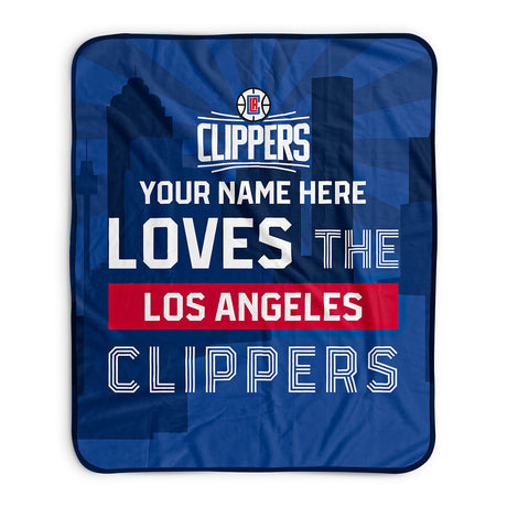 Pixsona Los Angeles Clippers Skyline Pixel Fleece Blanket | Personalized | Custom