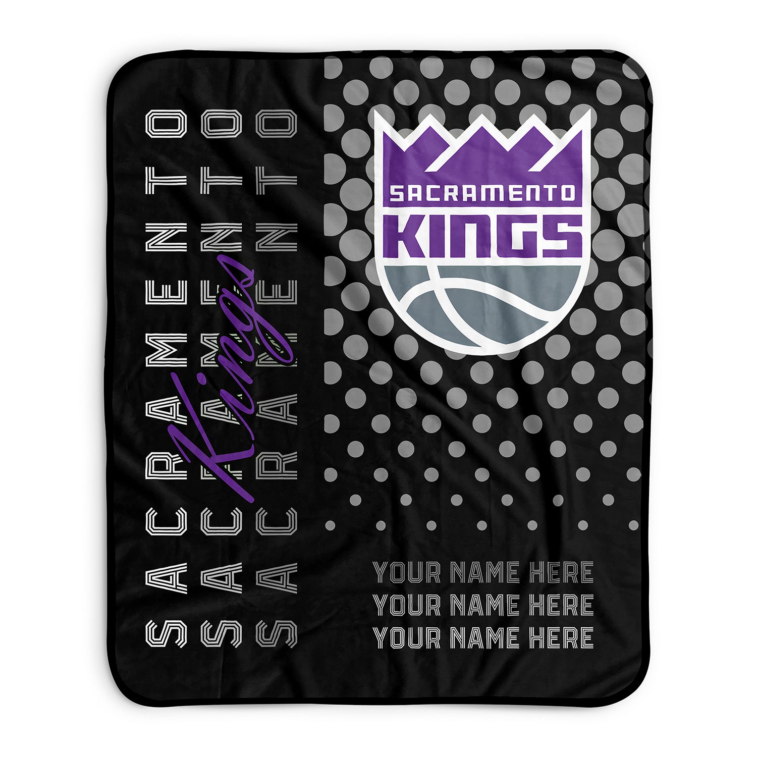 Pixsona Sacramento Kings Halftone Pixel Fleece Blanket | Personalized | Custom
