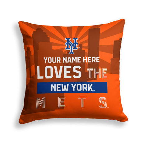 Pixsona New York Mets Skyline Throw Pillow | Personalized | Custom
