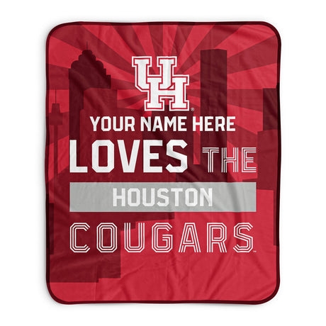 Pixsona Houston Cougars Skyline Pixel Fleece Blanket | Personalized | Custom