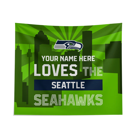 Pixsona Seattle Seahawks Skyline Tapestry | Personalized | Custom