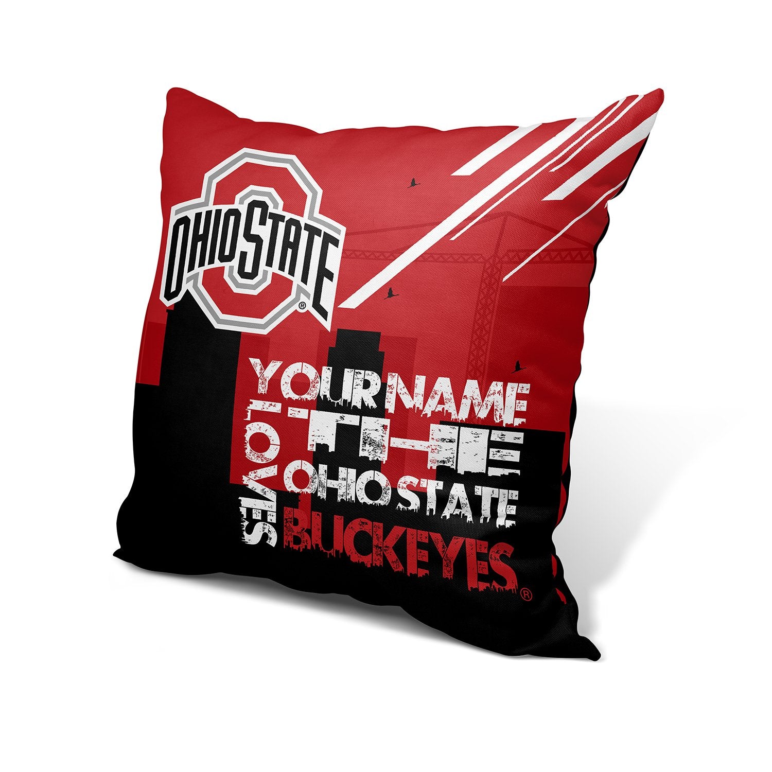 Pixsona Throw Pillows Licensed The Ohio State Buckeyes Skyline Throw Pillow | Personalized | Custom