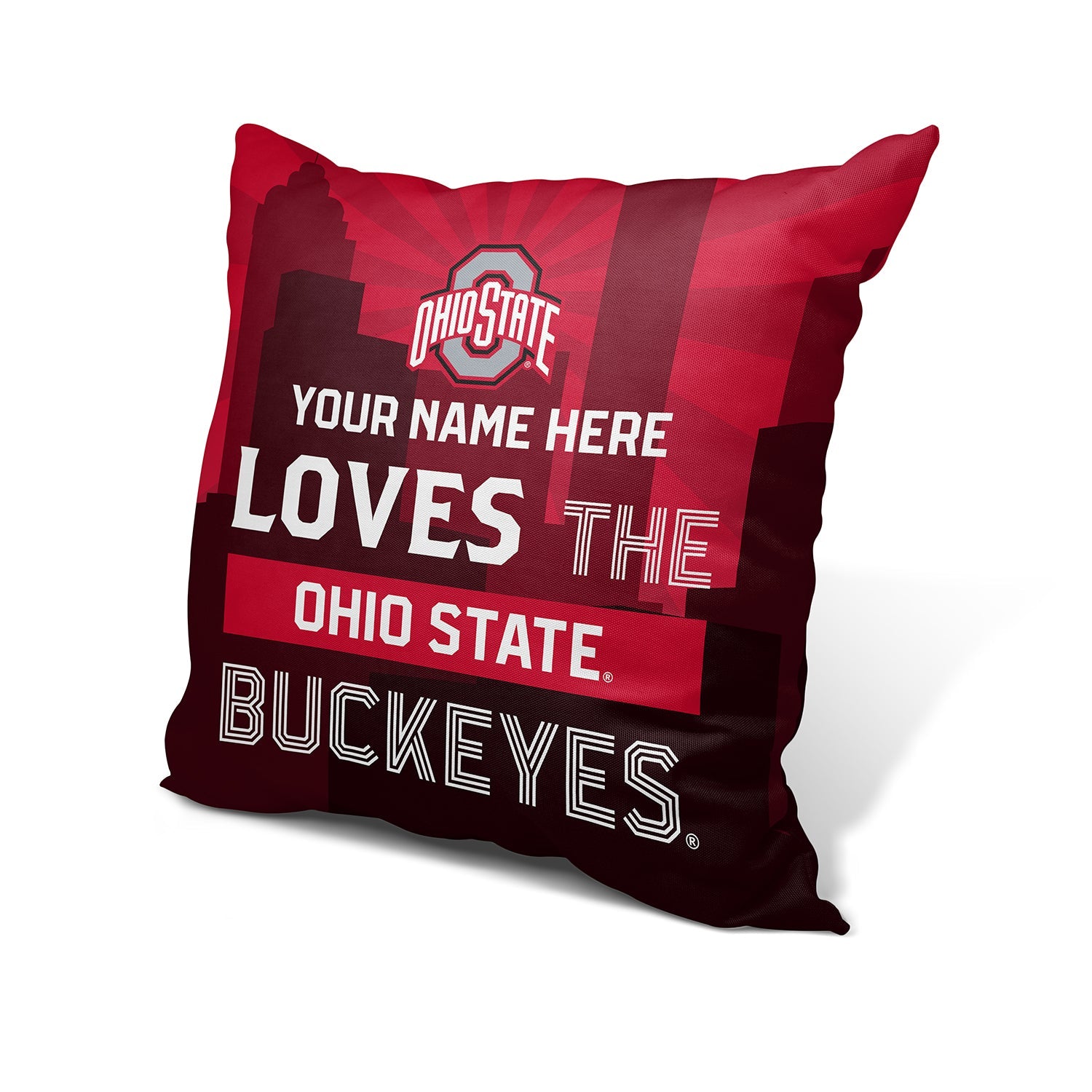 Pixsona Throw Pillows Licensed Ohio State Buckeyes Skyline Throw Pillow | Personalized | Custom
