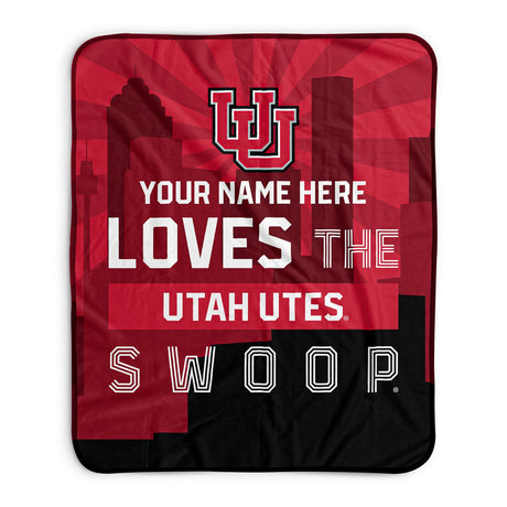 Pixsona Utah Utes Skyline Pixel Fleece Blanket | Personalized | Custom