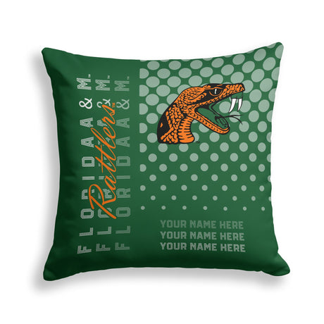 Pixsona FAMU Rattlers Halftone Throw Pillow | Personalized | Custom