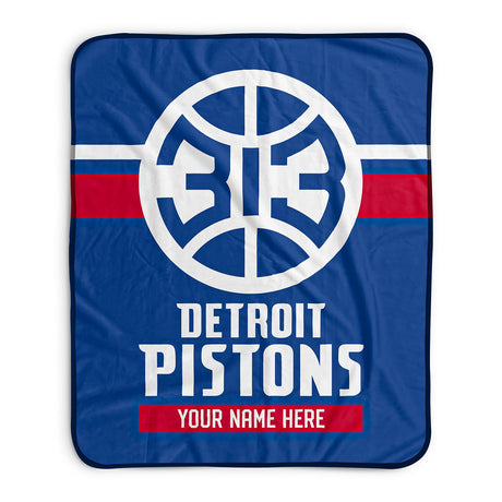 Pixsona Detroit Pistons Stripes Pixel Fleece Blanket | Personalized | Custom