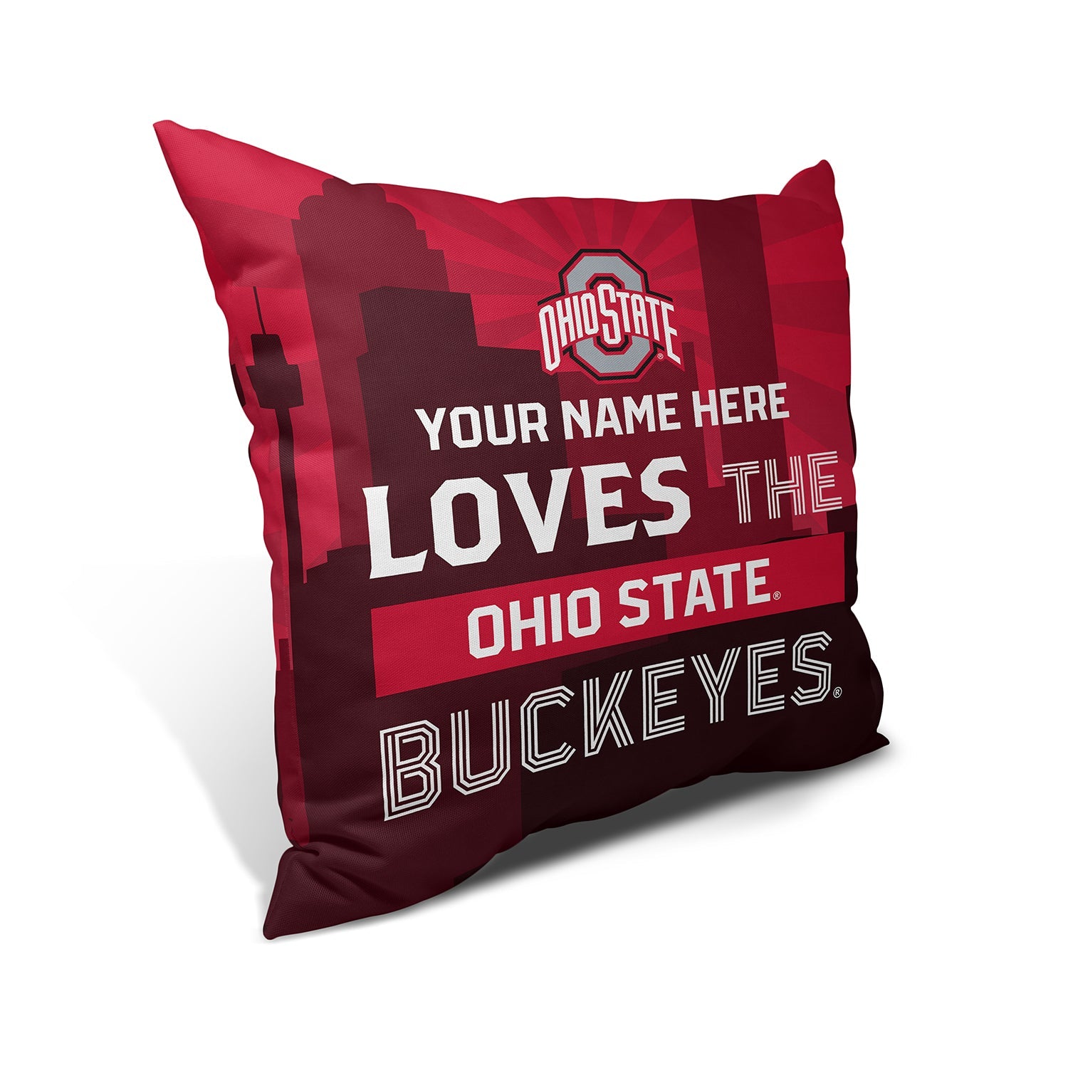 Pixsona Throw Pillows Licensed Ohio State Buckeyes Skyline Throw Pillow | Personalized | Custom