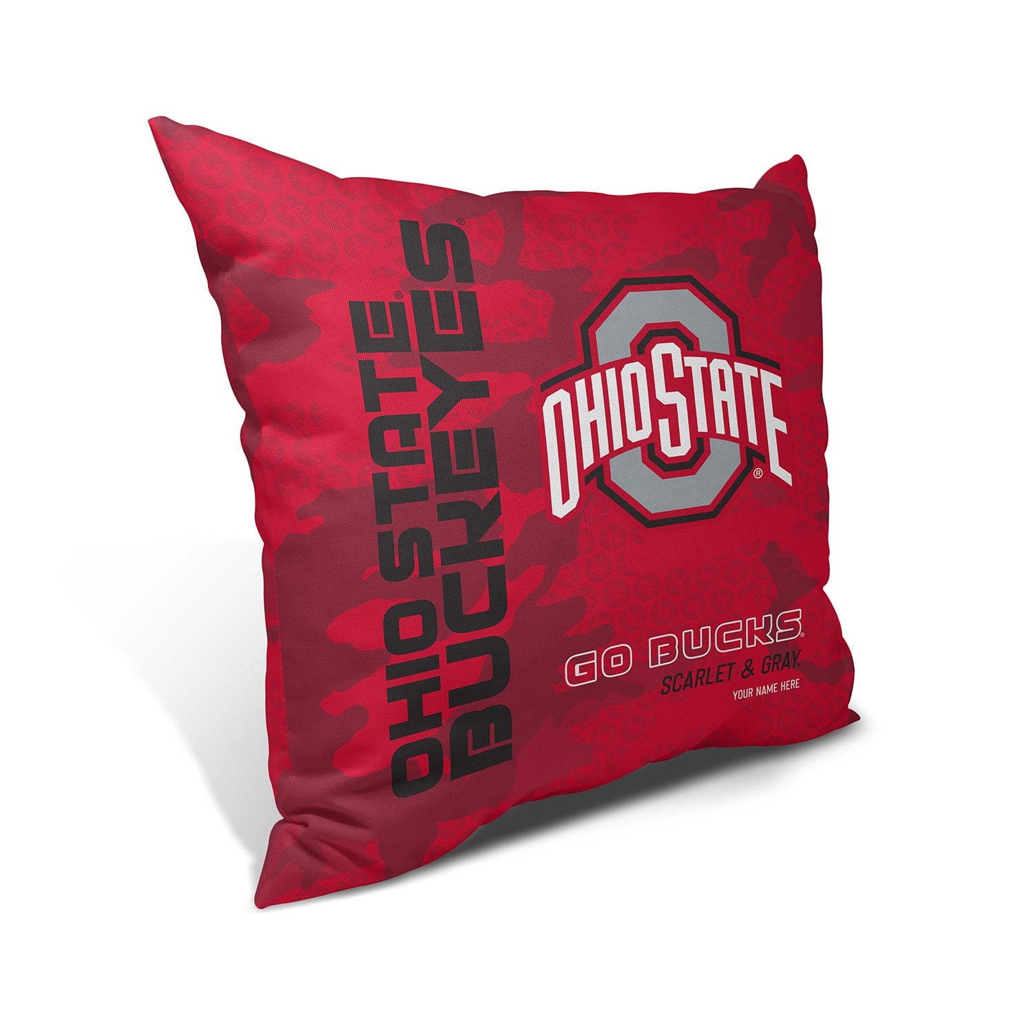Pixsona Throw Pillows Licensed Ohio State Buckeyes Red Camo Throw Pillow | Personalized | Custom